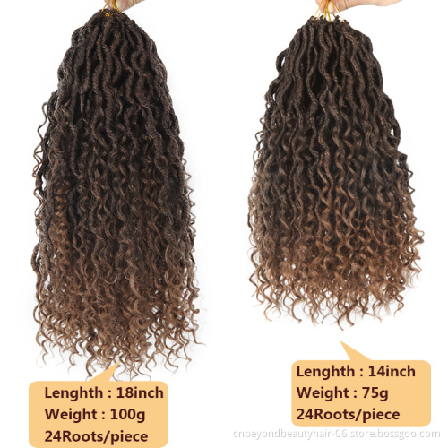 Ombre Brown Crochet Braids Hair Synthetic Passion Twist River Locs With Curly ends Goddess Braiding Hair Extension Faux Locs